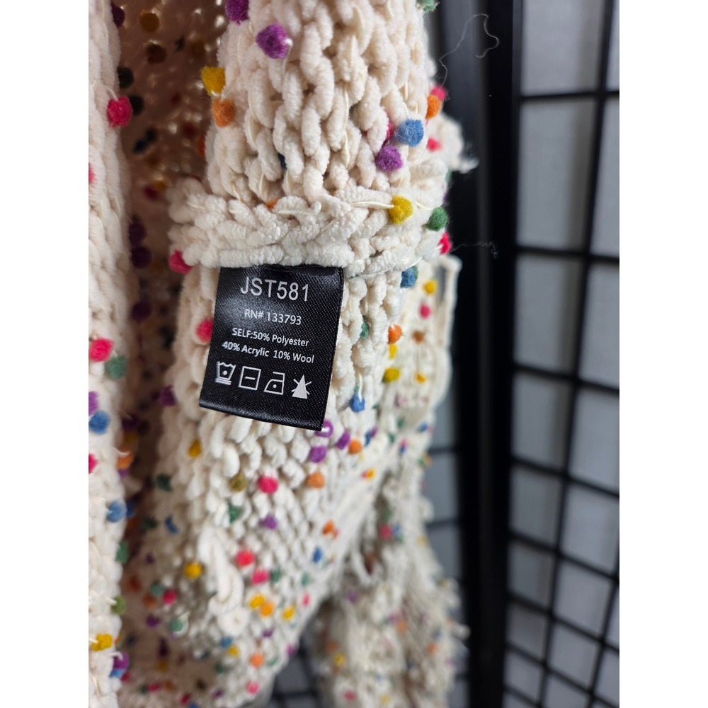 POL Grunge Chunky Confetti Knit Distressed Sweater size Medium - Picture 4 of 5